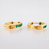 Candongas Carril Encerrado Esmeraldas 1.2 Qts 3.8gr / 1.8cm / Oro Amarillo 18K *