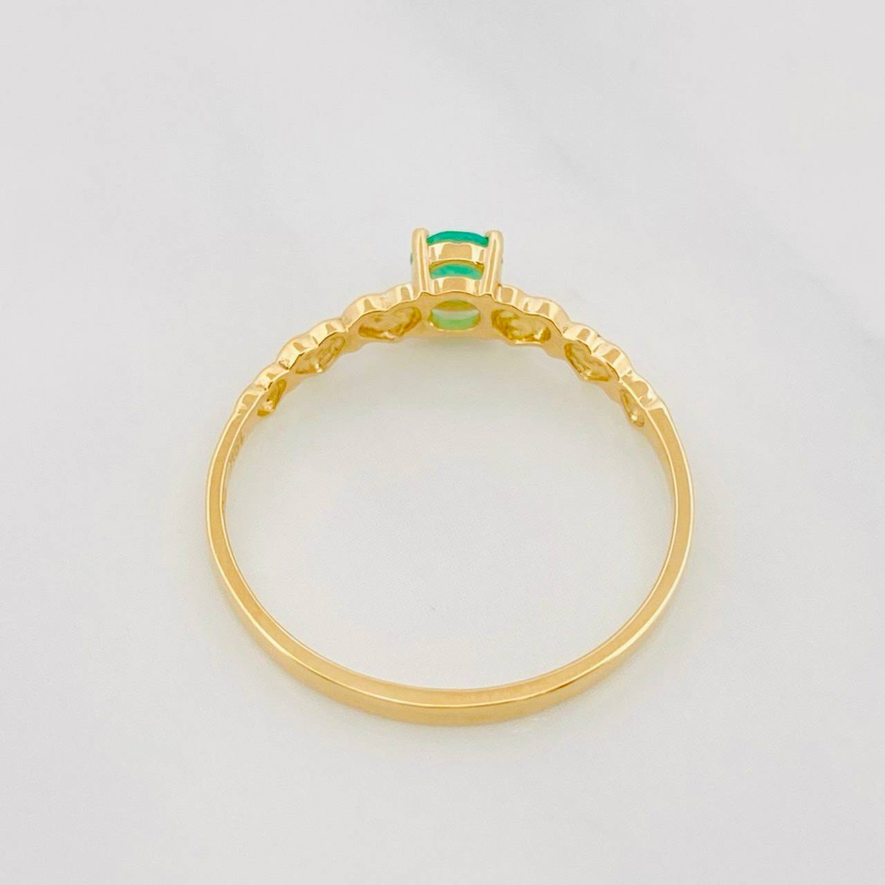 Anillo Corazones Esmeralda 22pts 1.35g / T7 Oro Amarillo 18K