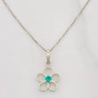 Set Cadena Veneciana + Dije Flor Esmeralda 4pts / 1.45g / 45cm Oro Blanco 18K