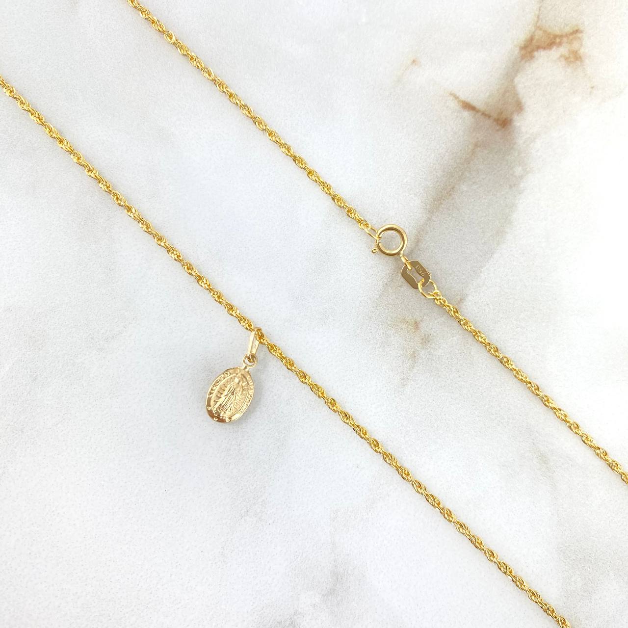 Cadena Lazo 1.15gr / 45cm + Dije Virgen Guadalupe 0.25gr / 1.5cm Oro Amarillo (Oferta)