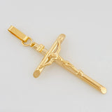 Dije Cruz Cristo Puntas Planas 1.2 g / 4.1 cm Oro Amarillo 18K