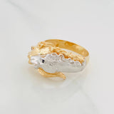 Anillo Caballos Cruzados 6.85 g / T9 3/4 Dos Oros Amarillo Blanco 18K