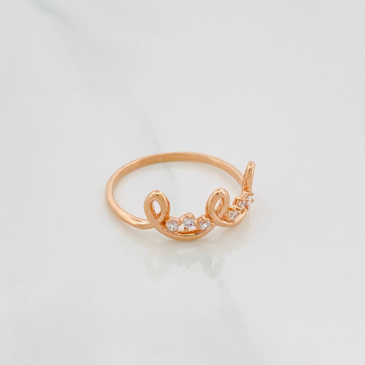 Anillo Corona Lineas Onduladas 1.8 g / T7 1/4 Oro Rosa 18K