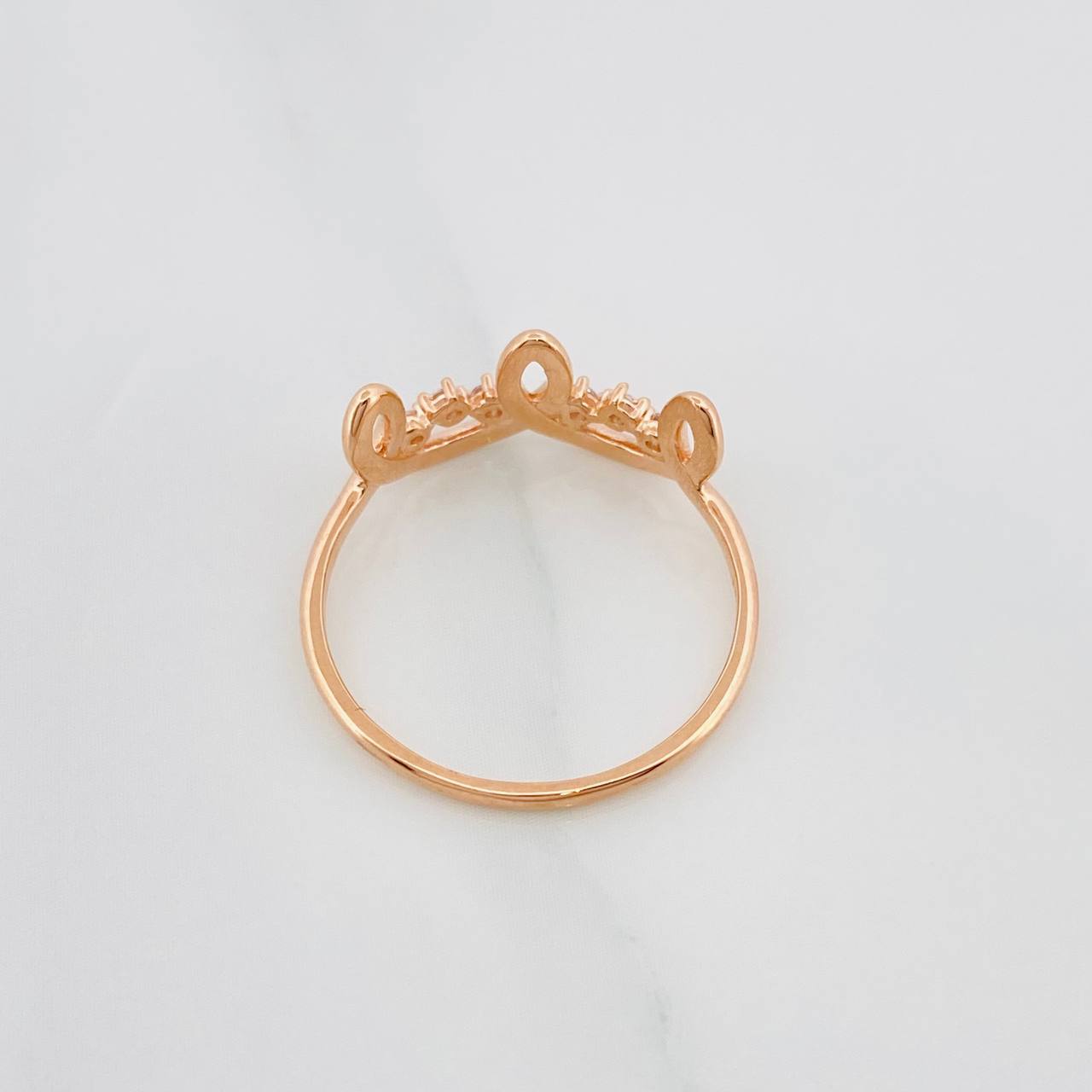 Anillo Corona Lineas Onduladas 1.8 g / T7 1/4 Oro Rosa 18K