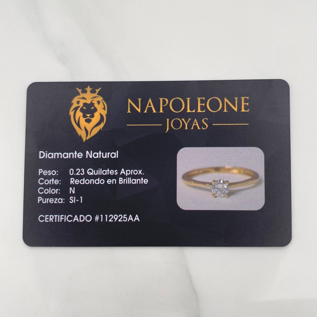 Anillo Solitario Diamantes 25Pts 1.35 g / T6 3/4 Oro Amarillo 18K