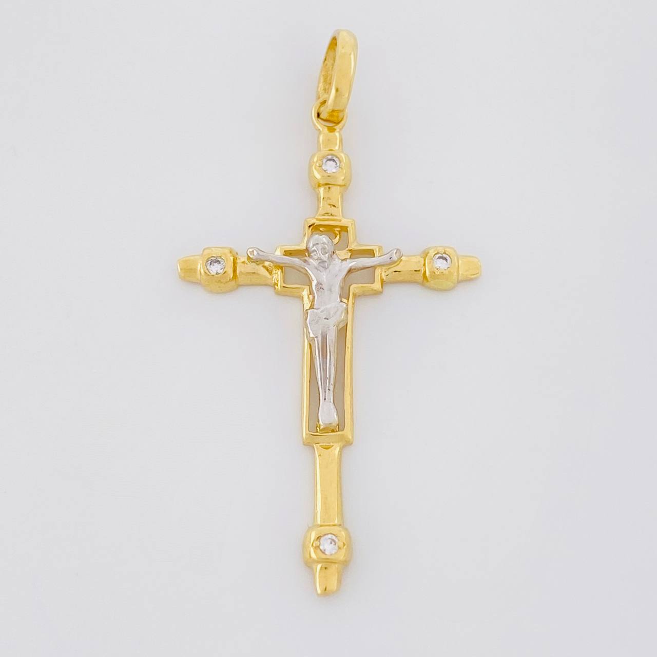 Dije Cruz Cristo 3.8g / 5.1cm Dos Oros Amarillo Blanco 18K