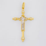 Dije Cruz Cristo 3.8g / 5.1cm Dos Oros Amarillo Blanco 18K