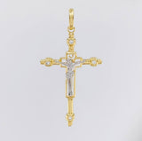 Dije Cruz Cristo 3.8g / 5.1cm Dos Oros Amarillo Blanco 18K