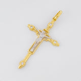 Dije Cruz Cristo 3.8g / 5.1cm Dos Oros Amarillo Blanco 18K