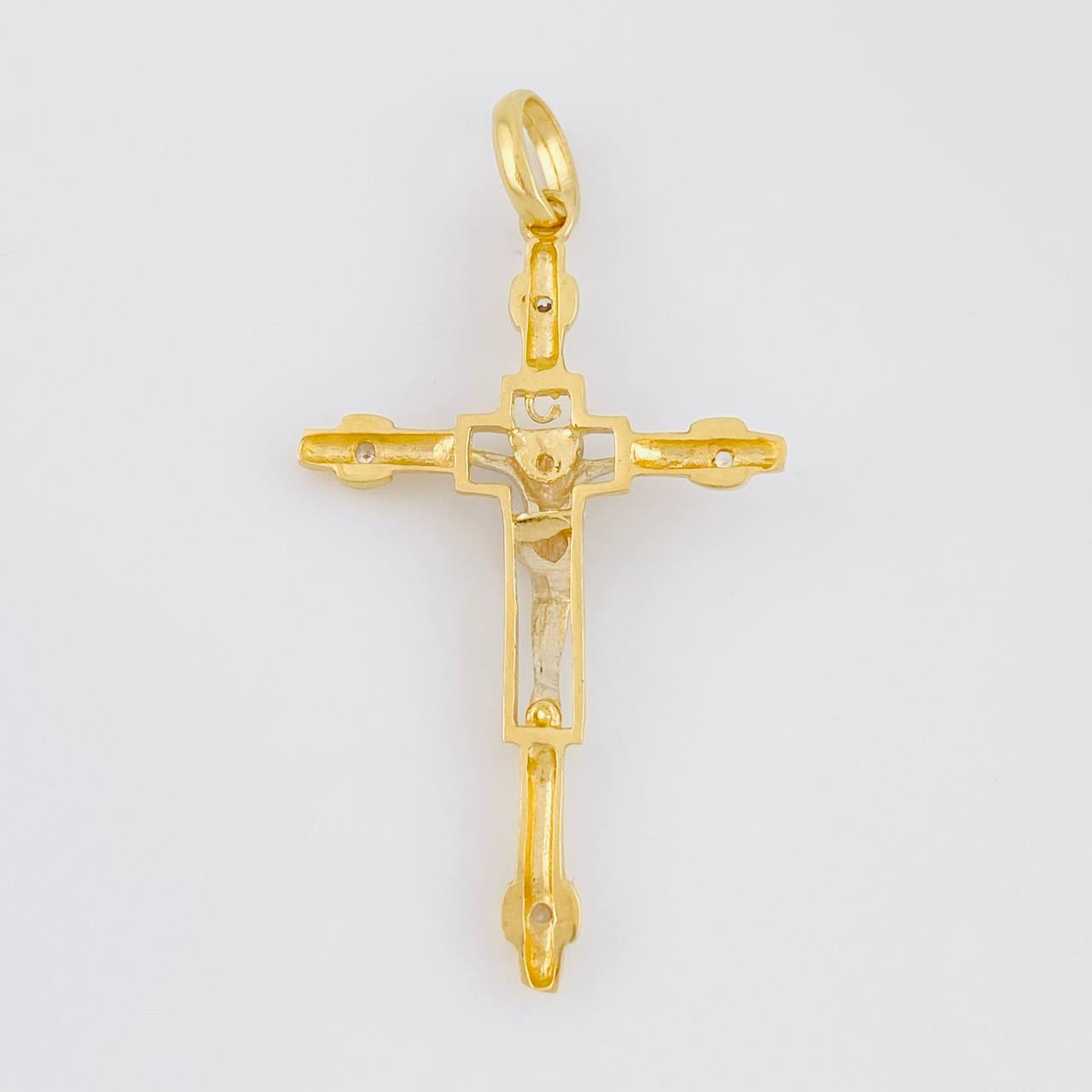 Dije Cruz Cristo 3.8g / 5.1cm Dos Oros Amarillo Blanco 18K