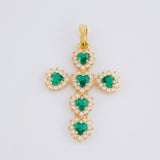 Dije Cruz Corazones Tupida 2.1g / 3cm Oro Amarillo 18K