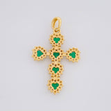 Dije Cruz Corazones Tupida 2.1g / 3cm Oro Amarillo 18K