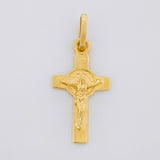 Dije Cruz Cristo San Benito 1.1g / 2.6cm Oro Amarillo 18K