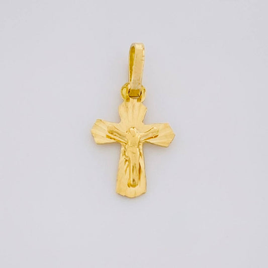 Dije Cruz Cristo Puntas Curvas 0.4g / 1.7cm Oro Amarillo 18K