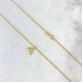 Cadena Lazo 0.9gr / 45cm + Dije Cangrejo Circones Blancos 0.3gr / 1cm Oro Amarillo (Oferta) ©