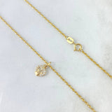 Cadena Lazo 0.95gr / 50cm + Dije Corazon Circones Blancos 0.35gr / 1.4cm Oro Amarillo (Oferta) ©