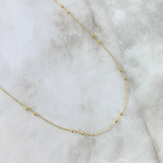 Cadena Aro Seguido 1.45gr / 40cm / 2mm Bolas Lisas Oro Amarillo +3 (Oferta)