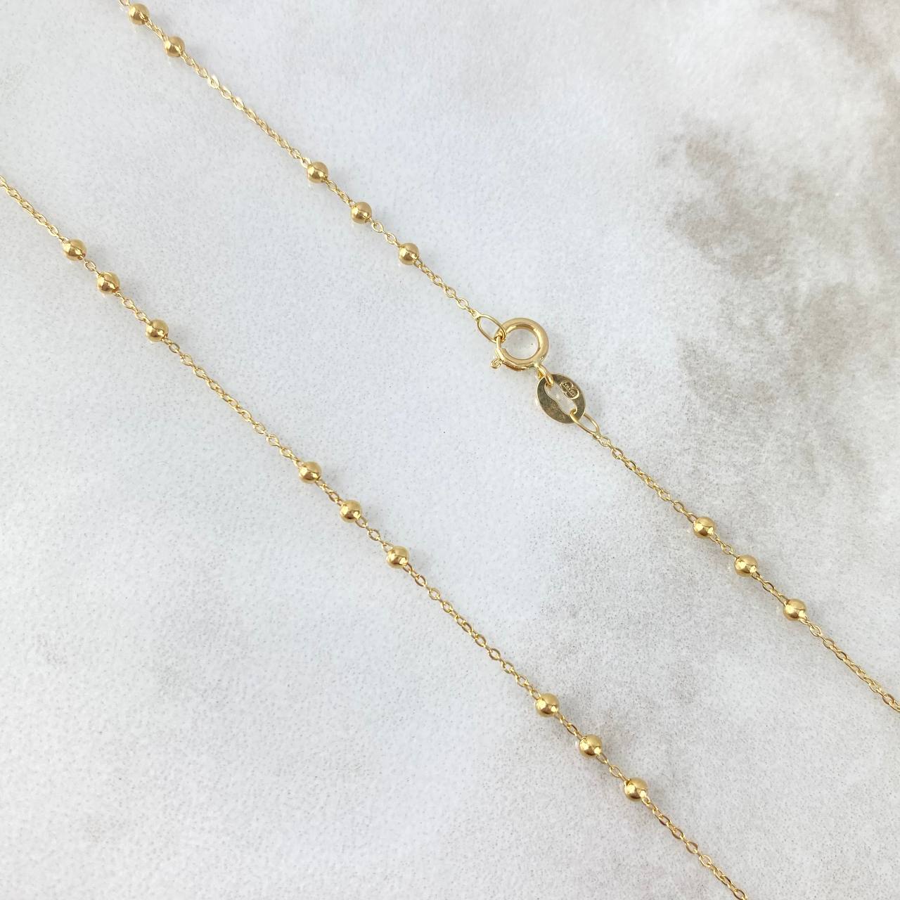 Cadena Aro Seguido 1.45gr / 40cm / 2mm Bolas Lisas Oro Amarillo +3 * (Oferta)