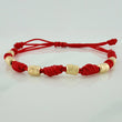 Pulsera Tejida Roja Cilindros Diamantados 0.65gr / 4mm Oro Amarillo 18K