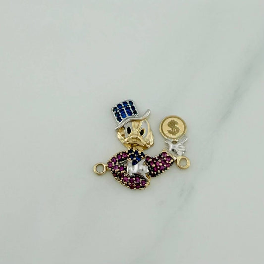 Herraje Pato Inspirado 2.35gr / 2cm / Dos Oros Amarillo Blanco 18K %