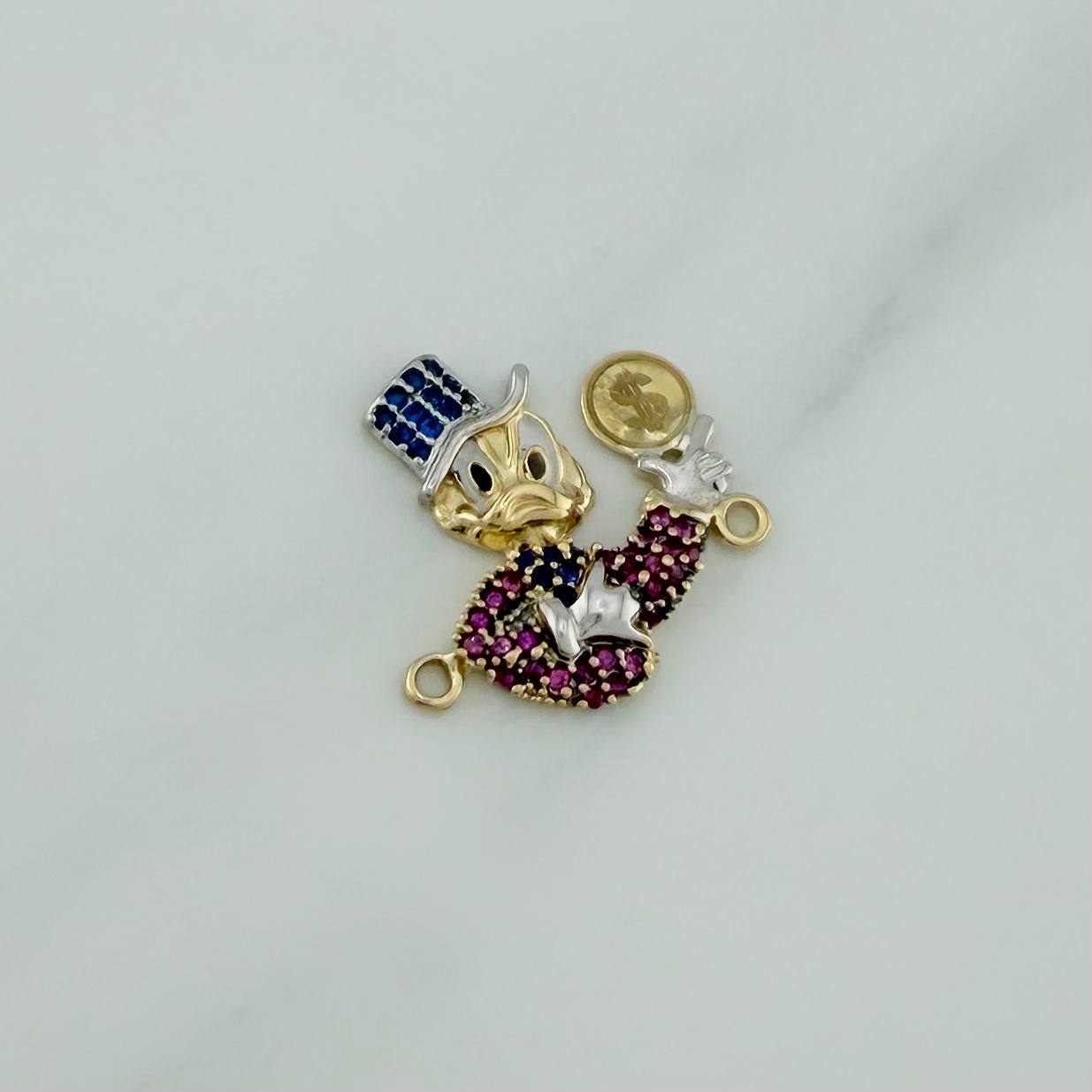 Herraje Pato Inspirado 2.35gr / 2cm / Dos Oros Amarillo Blanco 18K %