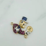 Herraje Pato Inspirado 2.35gr / 2cm / Dos Oros Amarillo Blanco 18K %