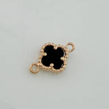 Herraje Trebol Onix Negro 0.75 g / 1.3 cm Oro Rosa 18K