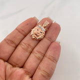Dije León 3.2 g / 2.7 cm Dos Oros Blanco Rosa 18K