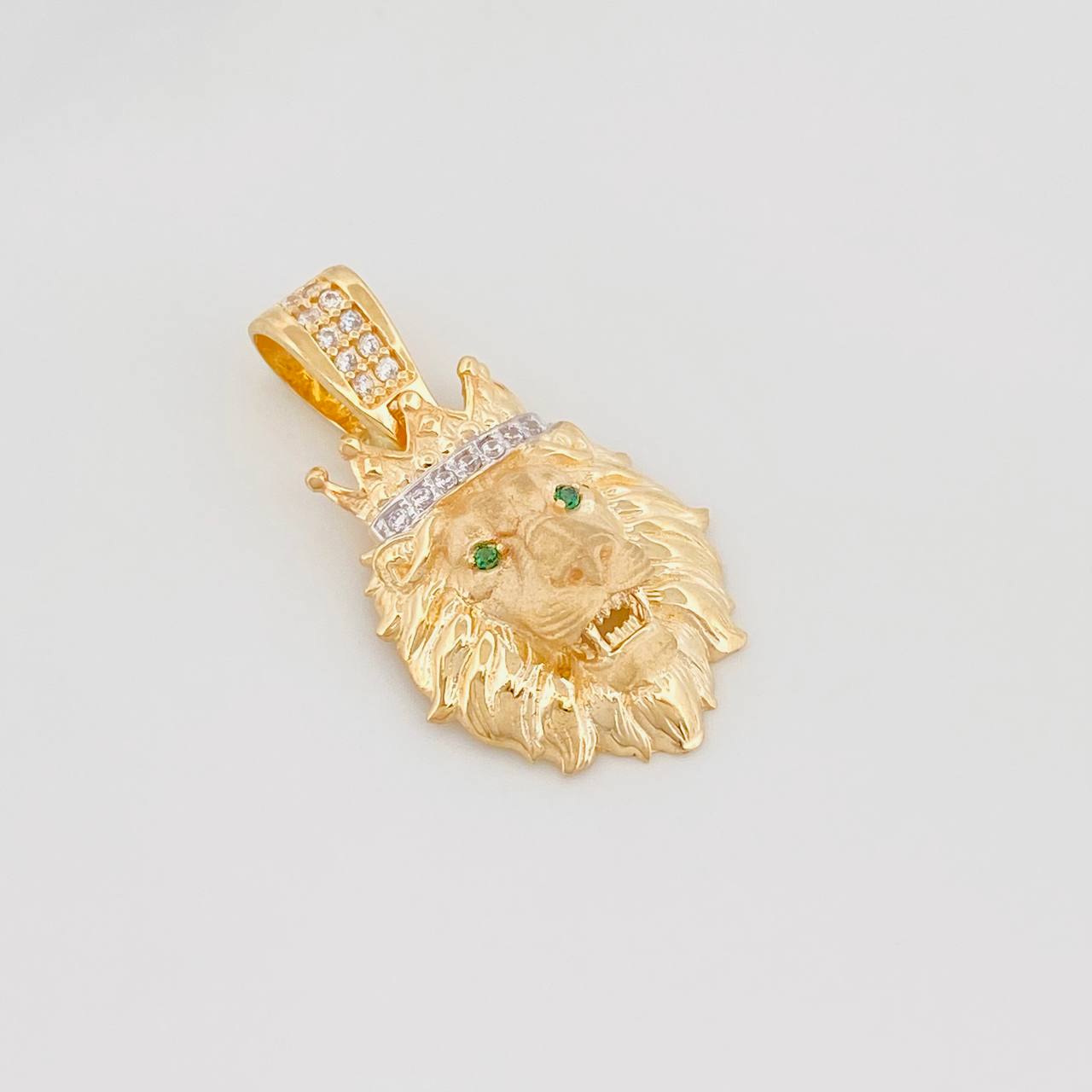 Dije Leon 3.25 g / 2.5 cm Dos Oros Amarillo Blanco 18K