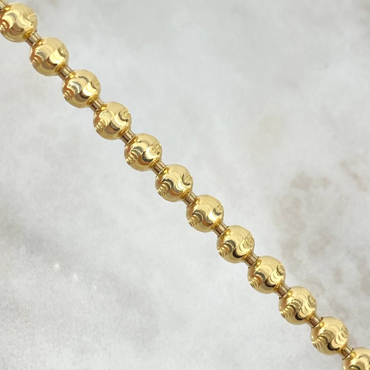 Pulso Militar 11.1gr / 20.5cm / 5mm Bolas Diamantadas Luna Oro Amarillo Nac.Esp.