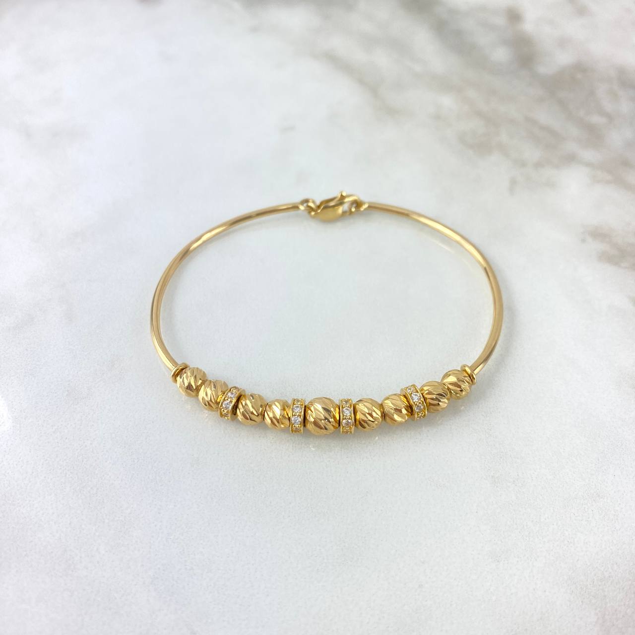 Pulso Aro Militar 6.4gr / 18cm / 5-6mm Circones Blancos Oro Amarillo