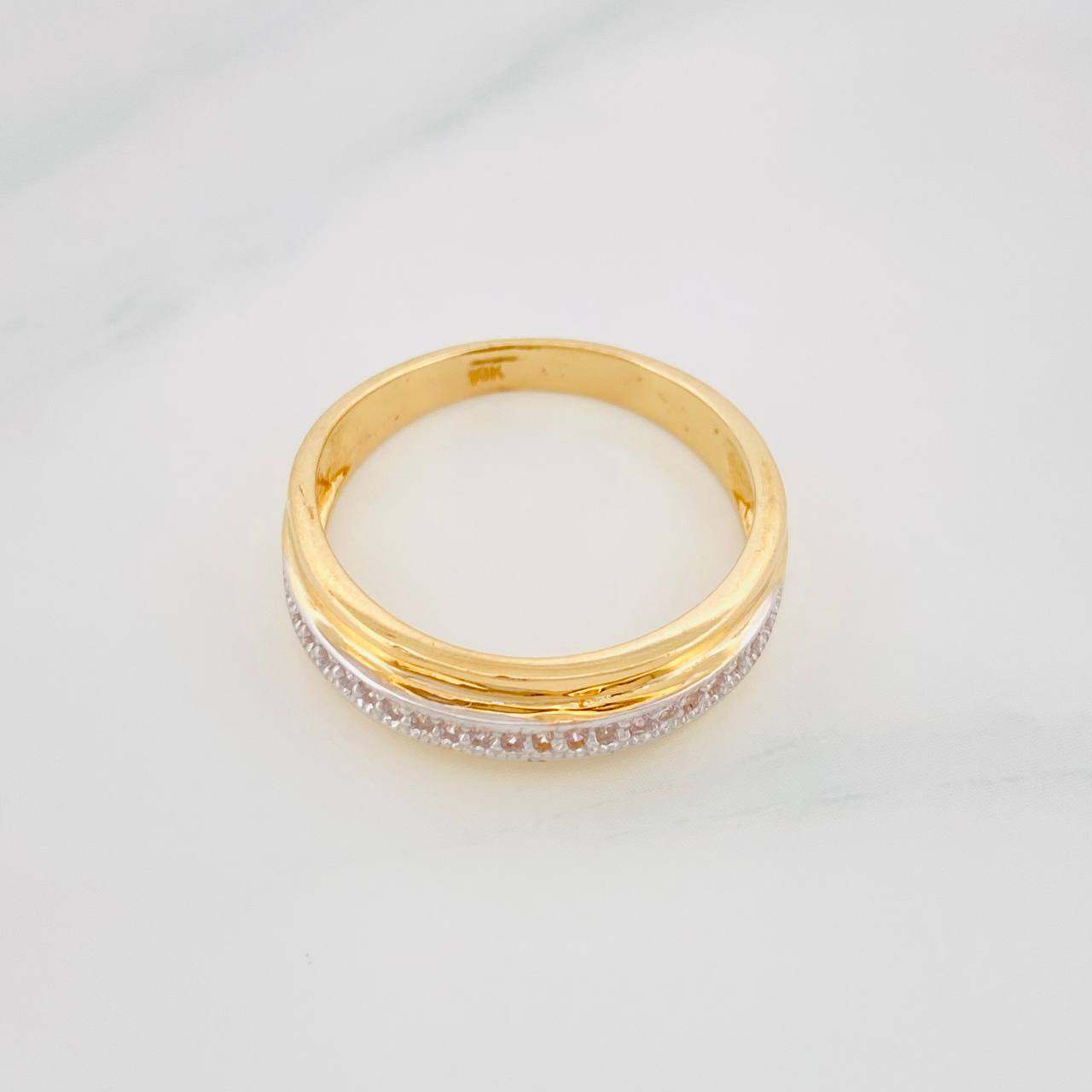 Anillo Argolla Carril 3.5g / T8 1/4 Dos Oros Amarillo Blanco 18K