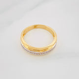 Anillo Argolla Carril 3.5g / T8 1/4 Dos Oros Amarillo Blanco 18K