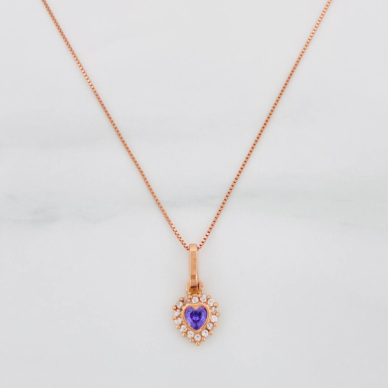 Set Cadena Veneciana + Dije Corazon / 1.5g / 45cm Oro Rosa 18K