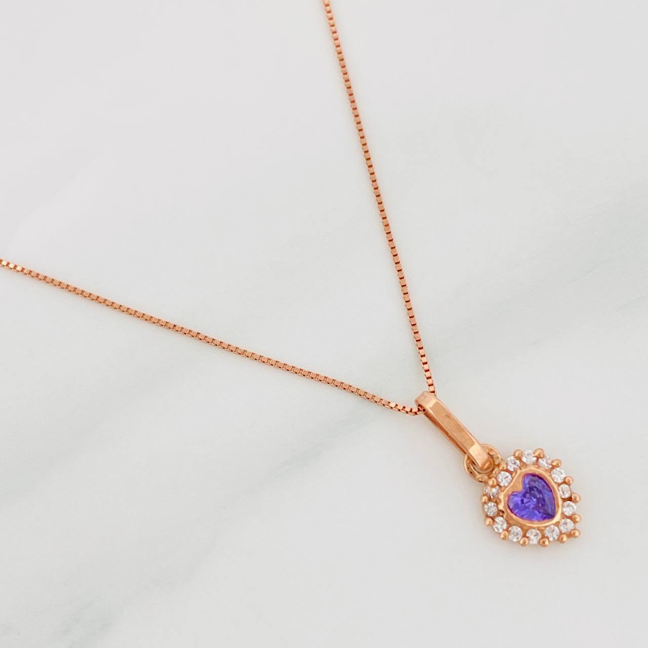 Set Cadena Veneciana + Dije Corazon / 1.55g / 45cm Oro Rosa 18K