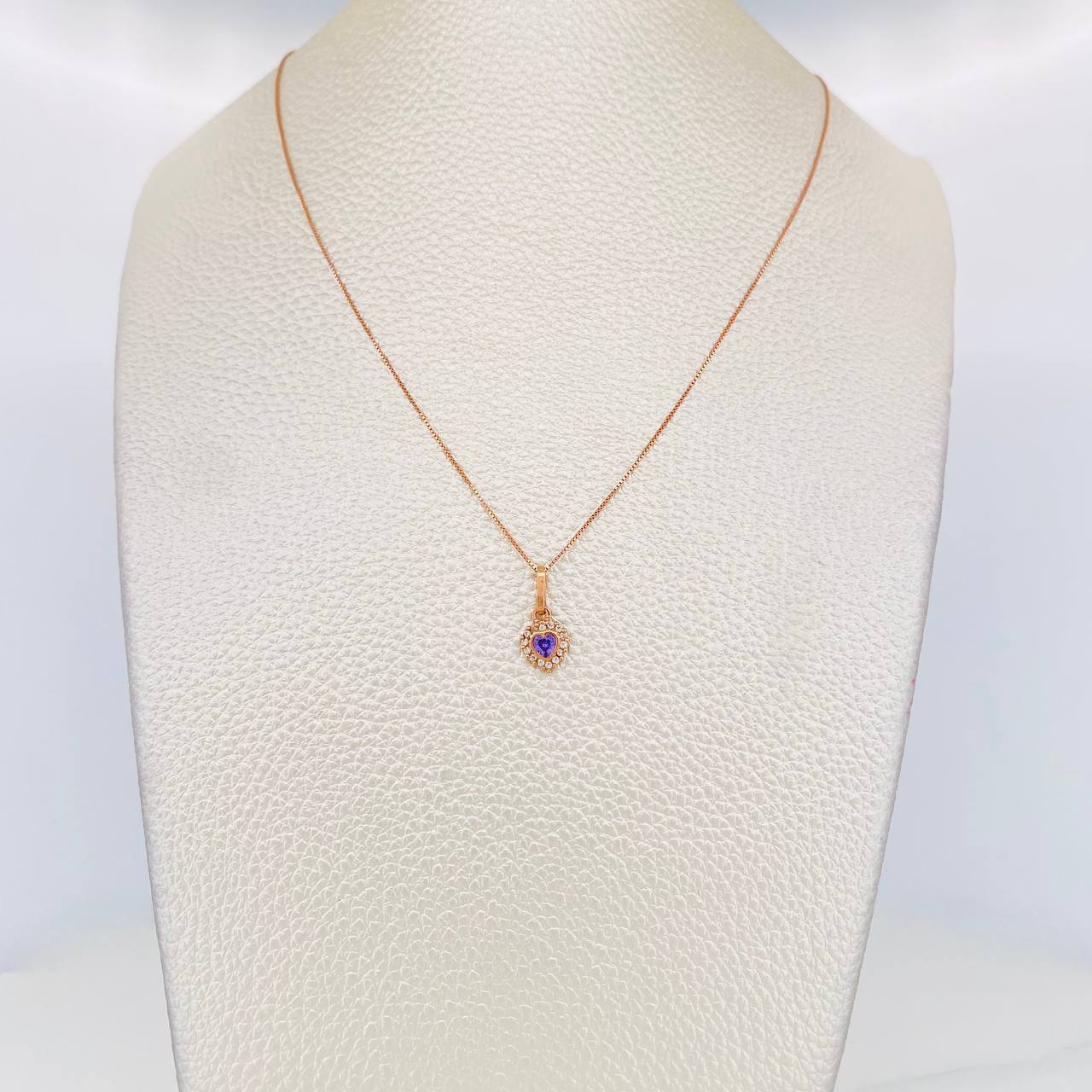 Set Cadena Veneciana + Dije Corazon / 1.55g / 45cm Oro Rosa 18K