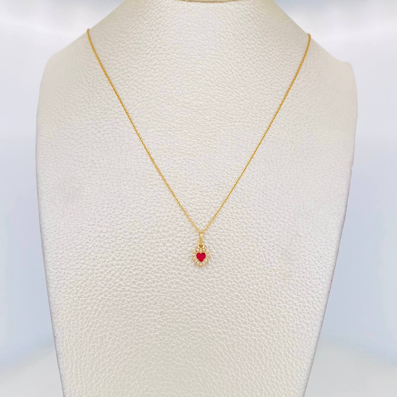 Set Cadena Aro Seguido + Dije Corazon / 1.75g / 45cm Oro Amarillo 18K