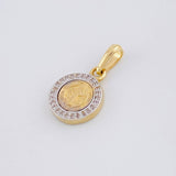 Dije Medalla San Benito 1.55g / 2cm Dos Oros Amarillo Blanco 18K