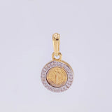 Dije Medalla San Benito 1.55g / 2cm Dos Oros Amarillo Blanco 18K