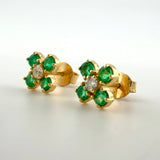 Topos Trebol Cuatro Petalos Esmeralda 80pts Diamantes 20pts 2.05gr / 6mm Oro Amarillo 18K *