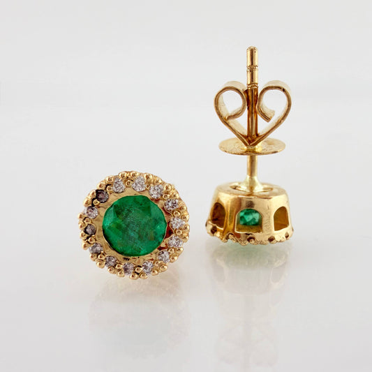 Topos Circulo Sobre Puesto Esmeraldas 80pts Diamantes 40pts 3.1gr / 7mm Oro Amarillo 18K *