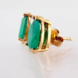 Topos Gota Ampliada Esmeraldas 3.3 Qts 2.95gr / 1cm / Oro Amarillo 18K *