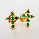 Topos Cruz Esmeraldas 18pts 1.2gr / 9mm Oro Amarillo 18K *