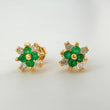 Topos Flor Doble Petalo Esmeralda 18pts Diamantes 8pts 1.8gr / 6mm Oro Amarillo 18K *