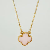 Cadena Plana Trebol Nacar Rosado 3.3gr / 45cm / 1.2mm Tres Oros +4 18K *