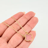 Cadena Plana Trebol Nacar Rosado 3.3gr / 45cm / 1.2mm Tres Oros +4 18K *