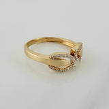 Anillo Silueta Hojas 2.2gr / T6 1/2 / Dos Oros Amarillo Blanco 18K %