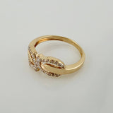 Anillo Silueta Hojas 2.2gr / T6 1/2 / Dos Oros Amarillo Blanco 18K %