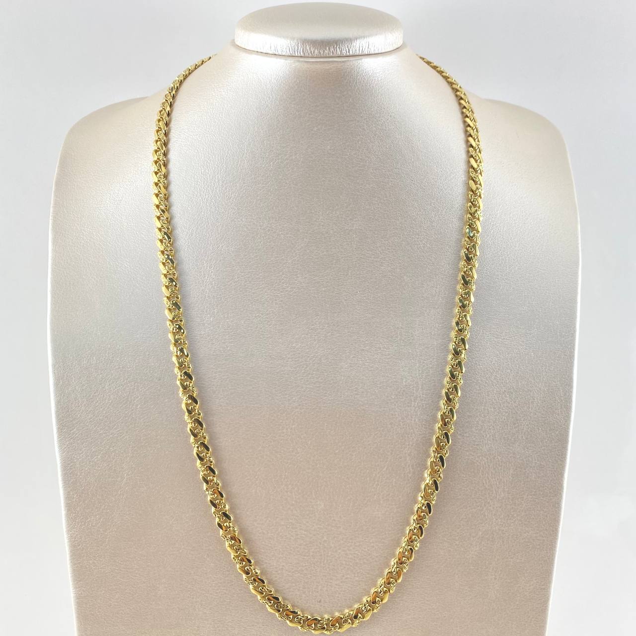Cadena Cubana Infinita 24.25gr / 60cm / 6.2mm Diamantado Parcial Oro Amarillo +2 18K ©