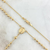 Rosario Virgen Milagrosa 7.75gr / 50cm / 3mm-4mm Bolas Diamantadas Crúz Lisa Oro Amarillo 18K